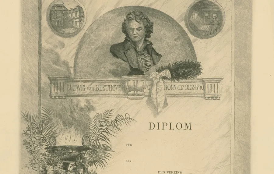 Detail of the diploma certificate designed in 1889 and presented to honorary members.