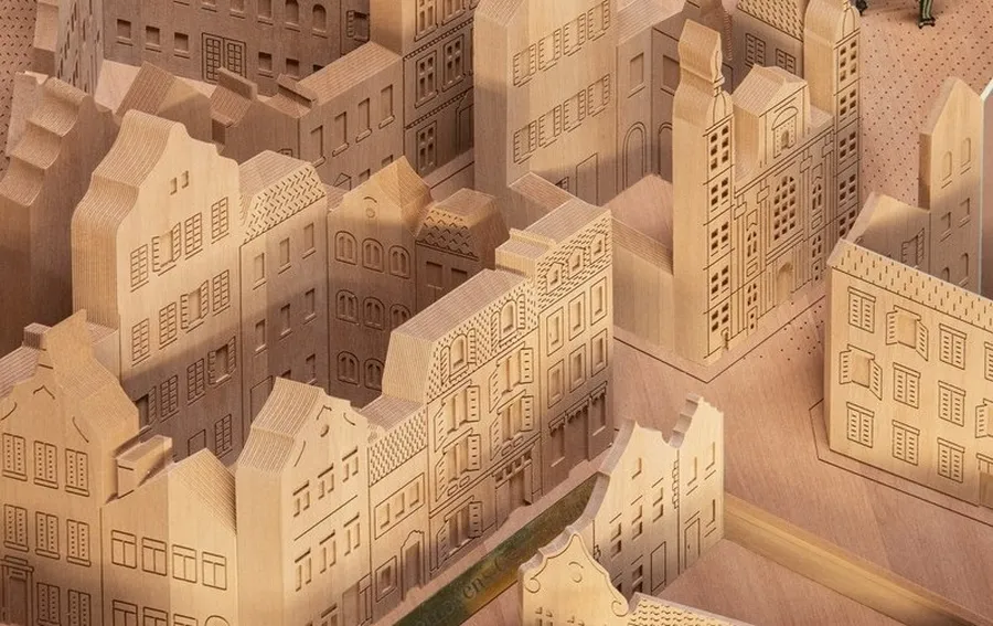 Model of Bonngasse with Beethoven's birthplace and the Church of the Name of Jesus. The diorama on display in the museum shows Bonn city centre in Beethoven's time.